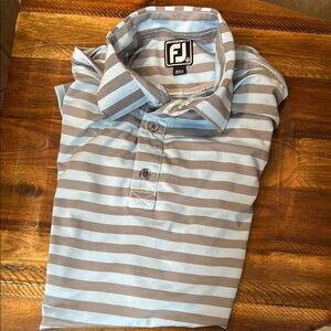 FootJoy Blue and Gray Striped Polo Shirt